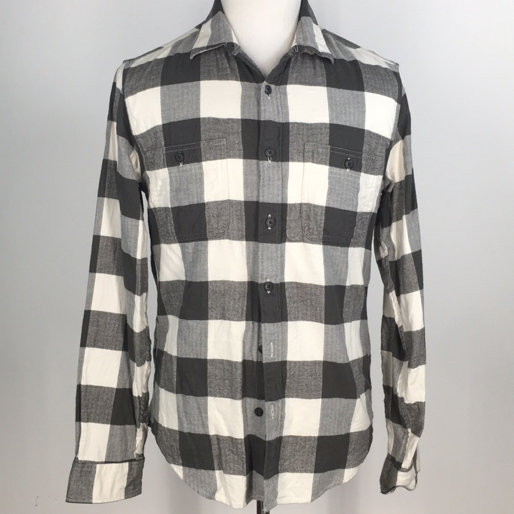 J.Crew Mens Slim Fit Flannel Shirt Size M Grey